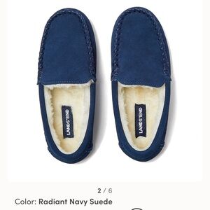 Kids Navy Suede Moccasins House Shoes / Slippers